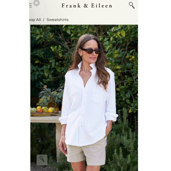 Frank & Eileen Tops - New Frank & Eileen White Triple Fleece Eileen Sweatshirt Button-Up S